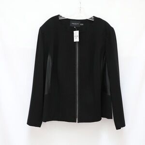 NWT Lafayette 148 Jacket black short stretch 22W size trendy moto new full zip